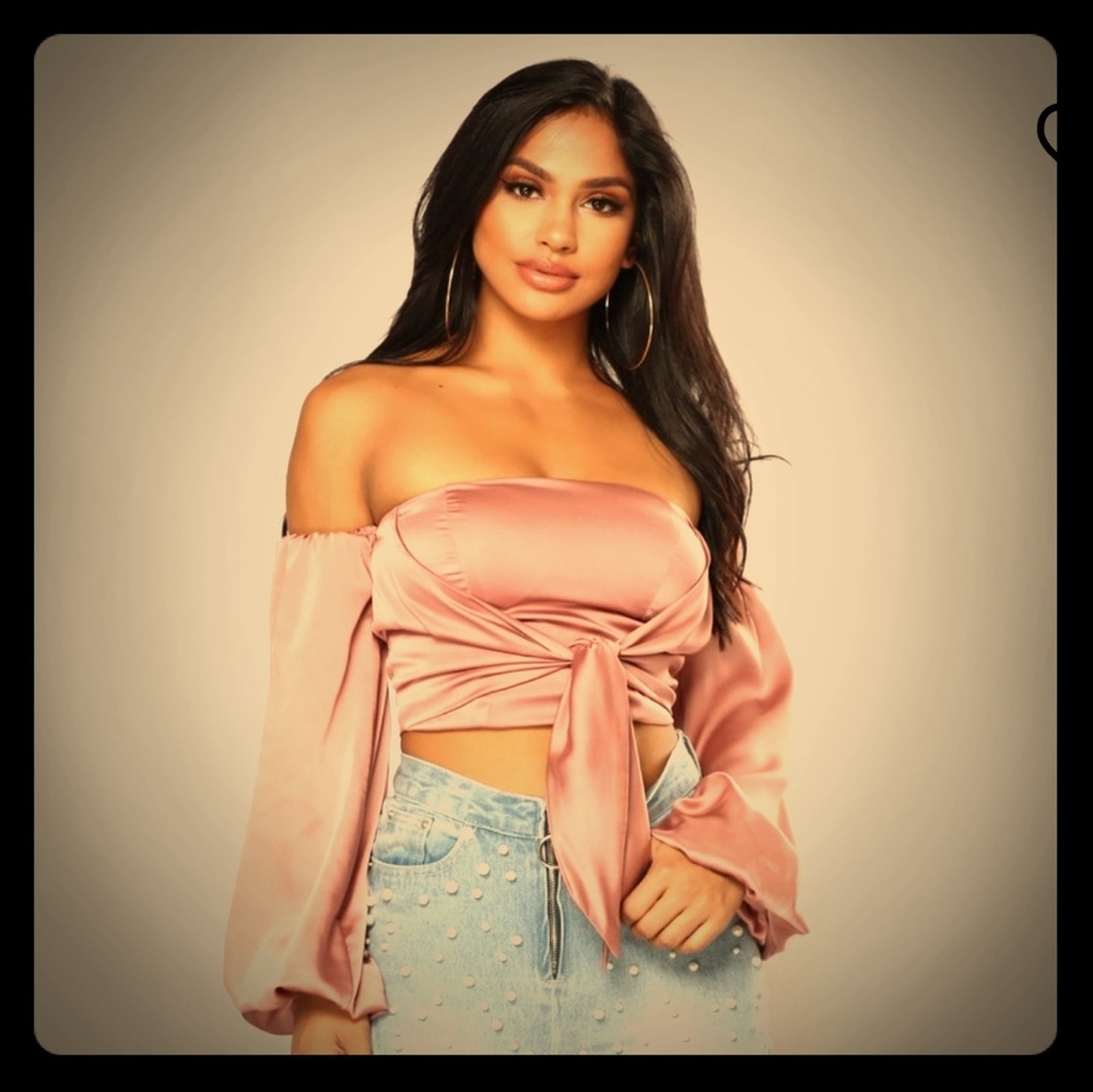 Pink silk crop top